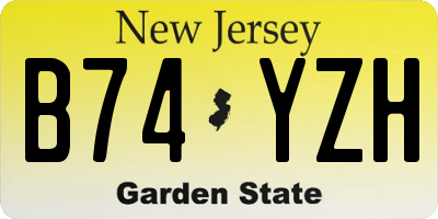 NJ license plate B74YZH
