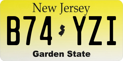 NJ license plate B74YZI