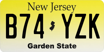 NJ license plate B74YZK