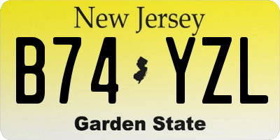 NJ license plate B74YZL