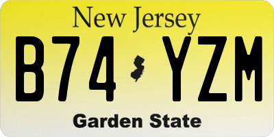NJ license plate B74YZM