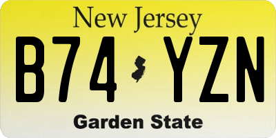 NJ license plate B74YZN