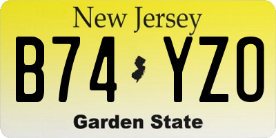 NJ license plate B74YZO