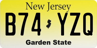 NJ license plate B74YZQ
