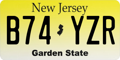 NJ license plate B74YZR