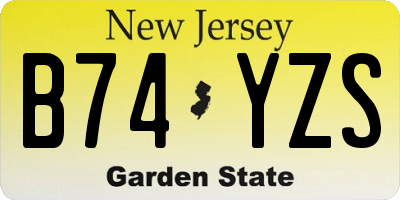 NJ license plate B74YZS