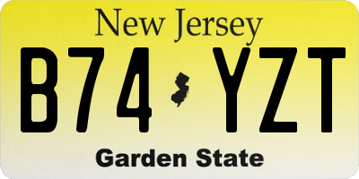 NJ license plate B74YZT