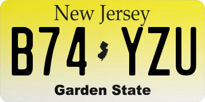 NJ license plate B74YZU