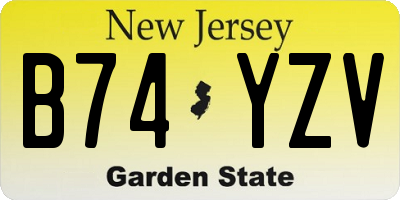 NJ license plate B74YZV