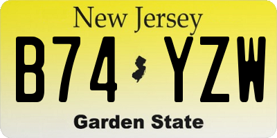 NJ license plate B74YZW