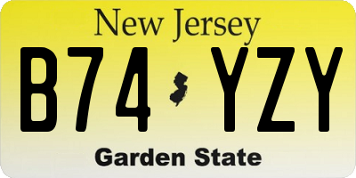 NJ license plate B74YZY