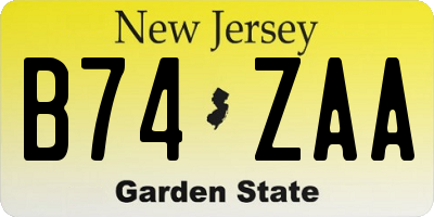 NJ license plate B74ZAA