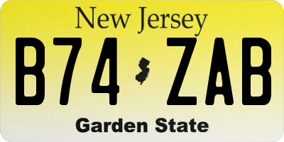 NJ license plate B74ZAB