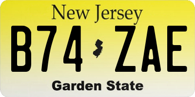 NJ license plate B74ZAE