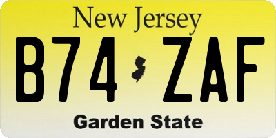 NJ license plate B74ZAF