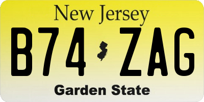 NJ license plate B74ZAG