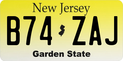 NJ license plate B74ZAJ