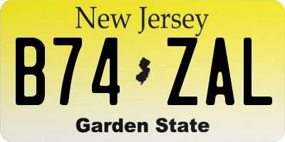 NJ license plate B74ZAL