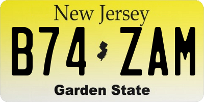 NJ license plate B74ZAM