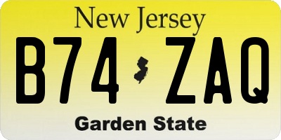 NJ license plate B74ZAQ