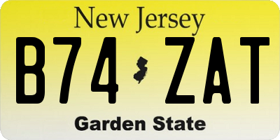 NJ license plate B74ZAT