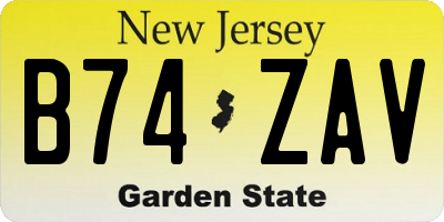 NJ license plate B74ZAV