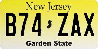 NJ license plate B74ZAX