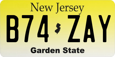NJ license plate B74ZAY