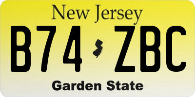 NJ license plate B74ZBC