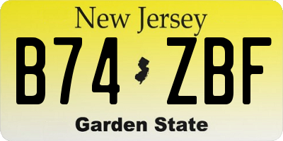 NJ license plate B74ZBF