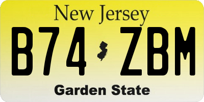 NJ license plate B74ZBM