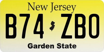 NJ license plate B74ZBO