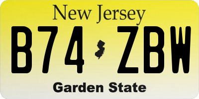 NJ license plate B74ZBW