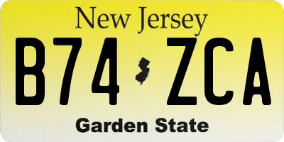 NJ license plate B74ZCA