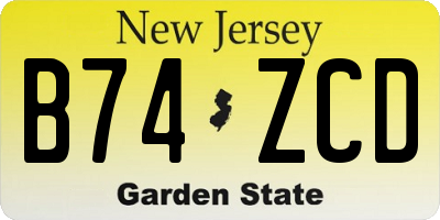 NJ license plate B74ZCD