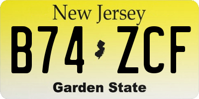 NJ license plate B74ZCF