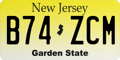 NJ license plate B74ZCM