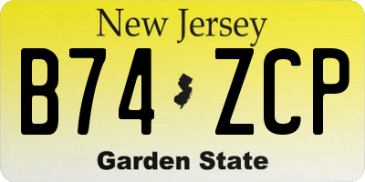 NJ license plate B74ZCP