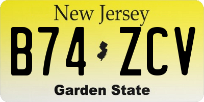 NJ license plate B74ZCV