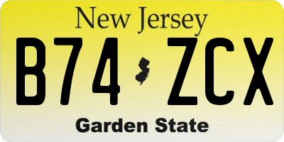 NJ license plate B74ZCX
