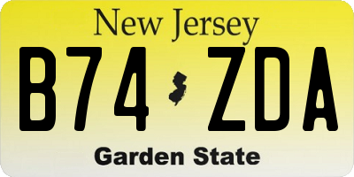 NJ license plate B74ZDA