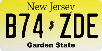 NJ license plate B74ZDE