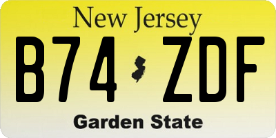 NJ license plate B74ZDF