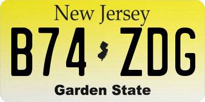 NJ license plate B74ZDG