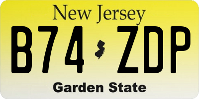 NJ license plate B74ZDP