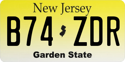 NJ license plate B74ZDR