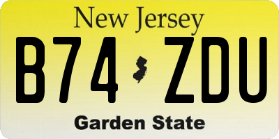 NJ license plate B74ZDU