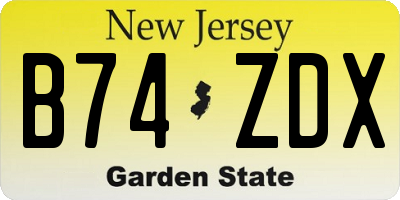 NJ license plate B74ZDX