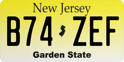 NJ license plate B74ZEF