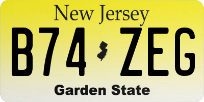NJ license plate B74ZEG